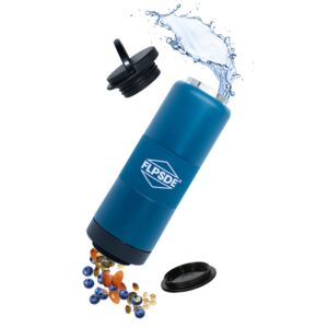 Water Bottle with Snack Storage | 27 oz Insulated Dual Chamber Bottle
